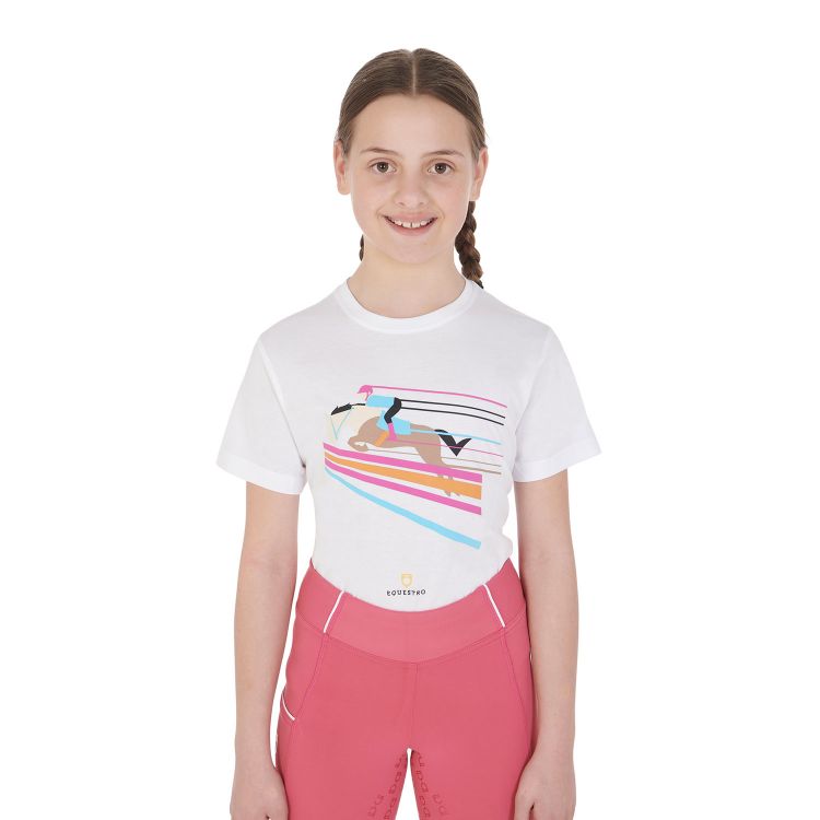 Girls' slim fit T-shirt with colorful jumping print