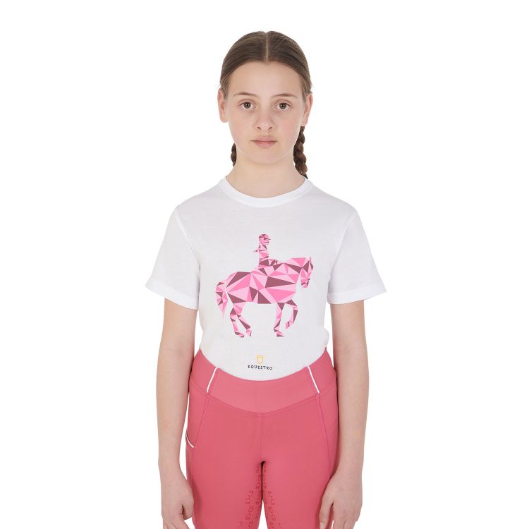 Girls' slim fit T-shirt with colorful dressage design