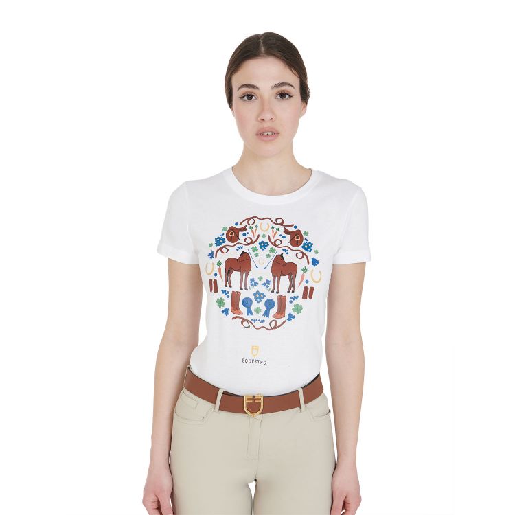 Women's slim fit t-shirt with stable decorations