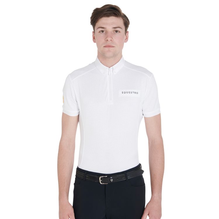 Men's slim fit competition polo shirt mesh fabric