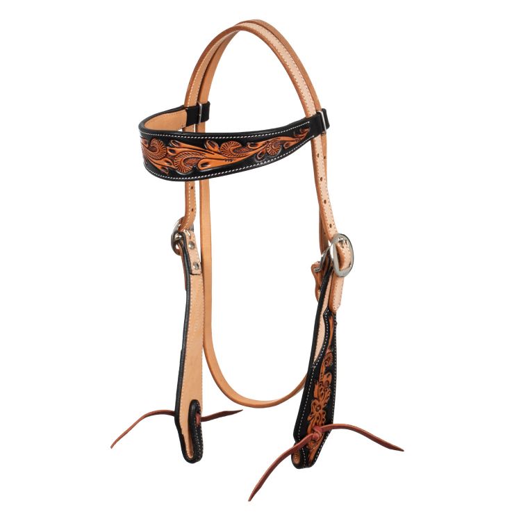 WESTERN BRIDLE DARK FLORAL TOOLING