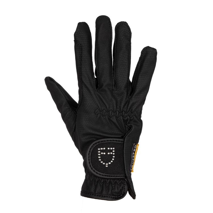 Women's gloves in soft technical fabric with glitter logo