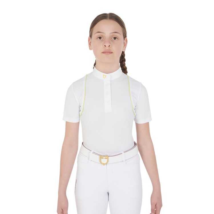 Girls' slim fit competition polo shirt with buttons