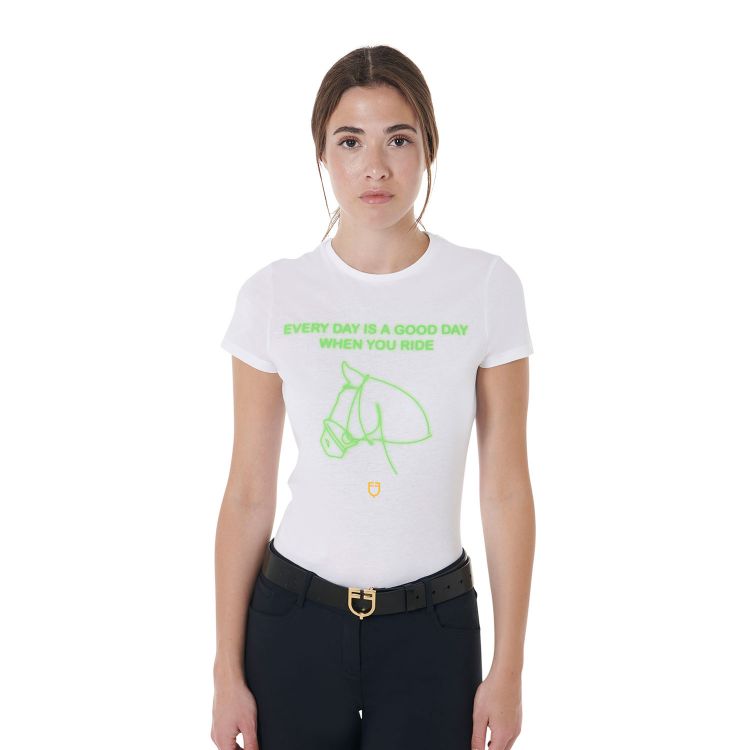 Women's slim fit fluo print cotton t-shirt