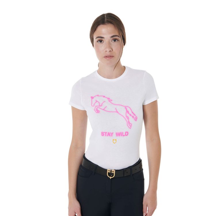 Women's slim fit Stay Wild print cotton t-shirt