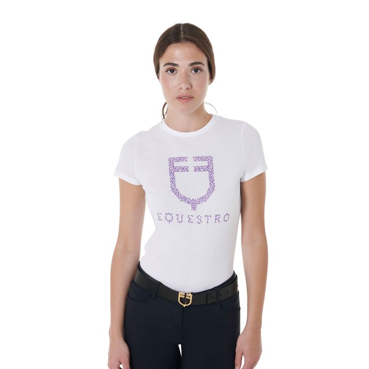 Women's slim fit fucsia diamond cotton t-shirt