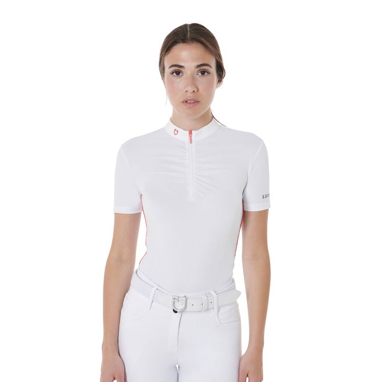 Women's slim fit training polo shirt with curly inserts