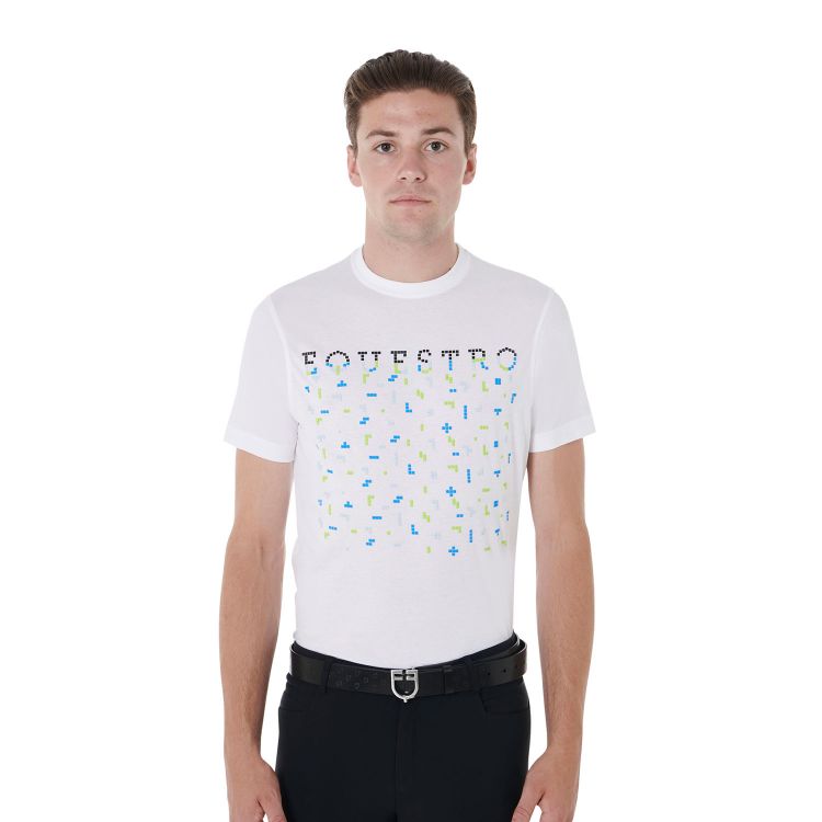 Men's slim fit tetris print cotton t-shirt