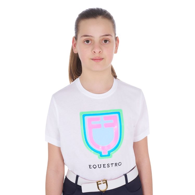 Girls' slim fit t-shirt psychedelic logo print
