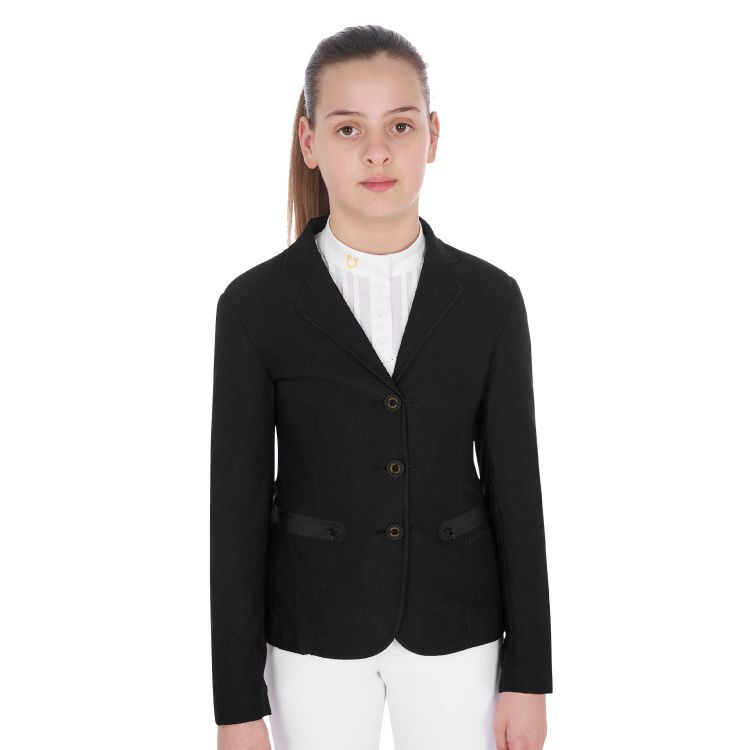 Girls' three-button competition jacket perforated fabric