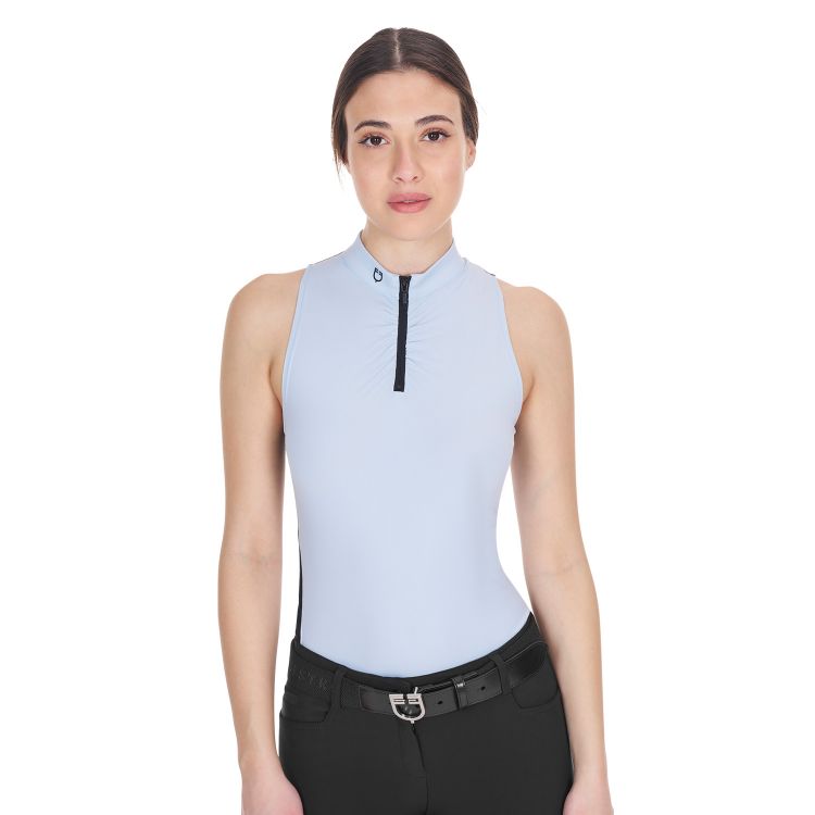 Women's sleeveless training polo shirt with curly inserts