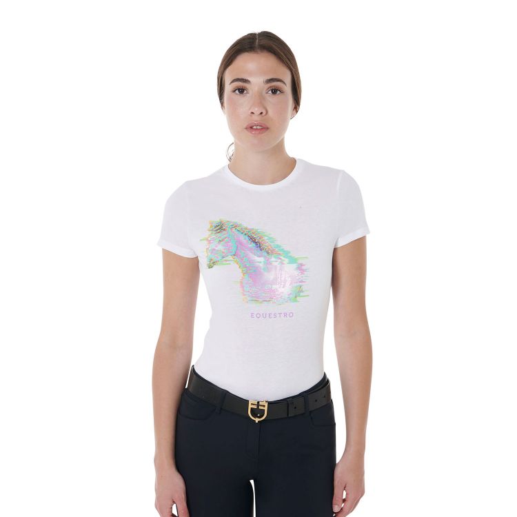 Women's slim fit horse print cotton t-shirt