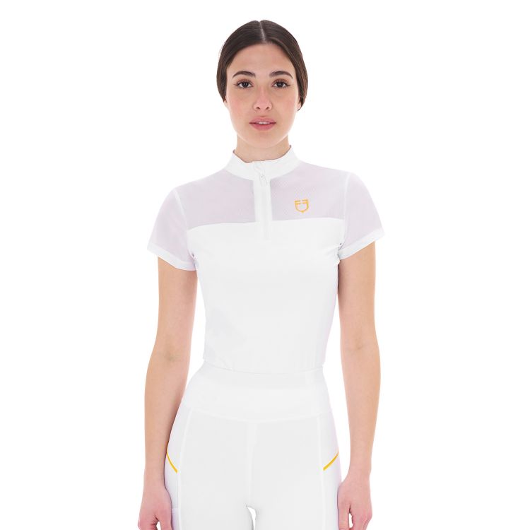 Women's training polo shirt with mesh inserts