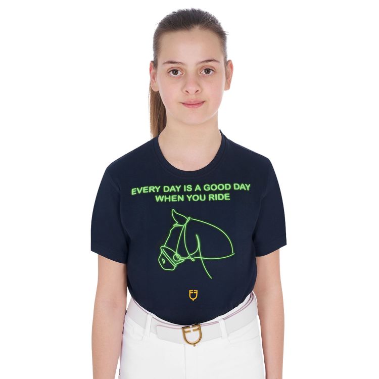 Girl's slim fit fluo print cotton t-shirt