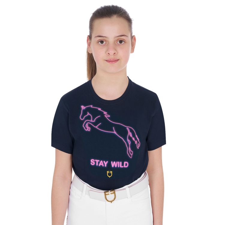 Girls' slim fit t-shirt Stay Wild print