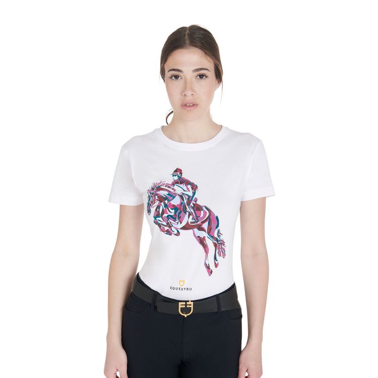 Women's slim fit t-shirt with jumping horse print