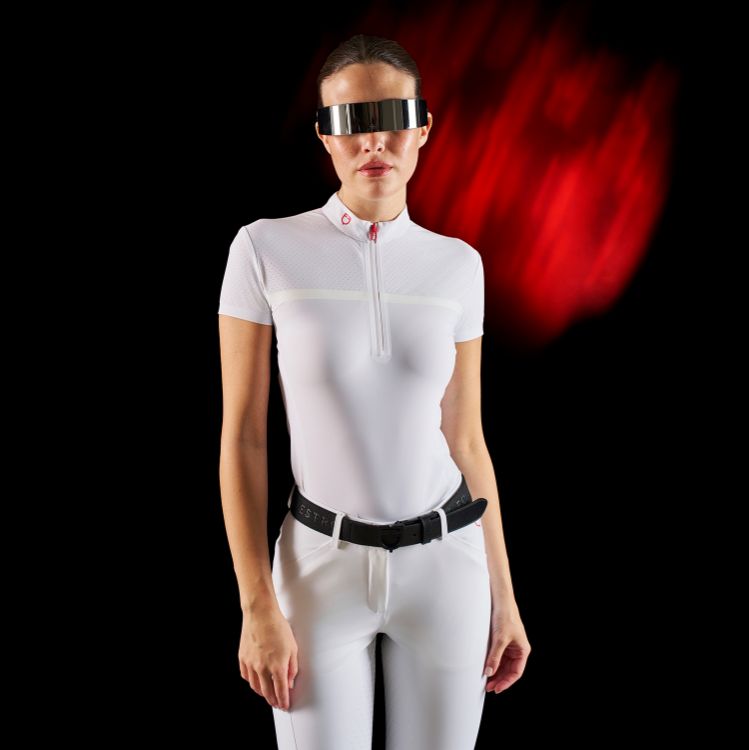 Equestro Ridertechnology women's competition polo shirt perforated fabric