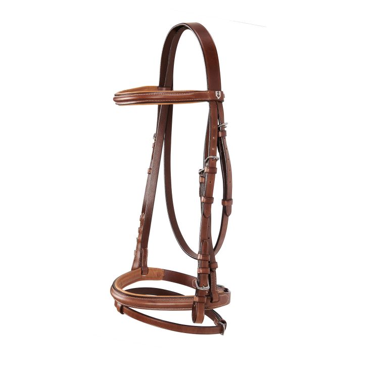 Leather English bridle with contrast stitching
