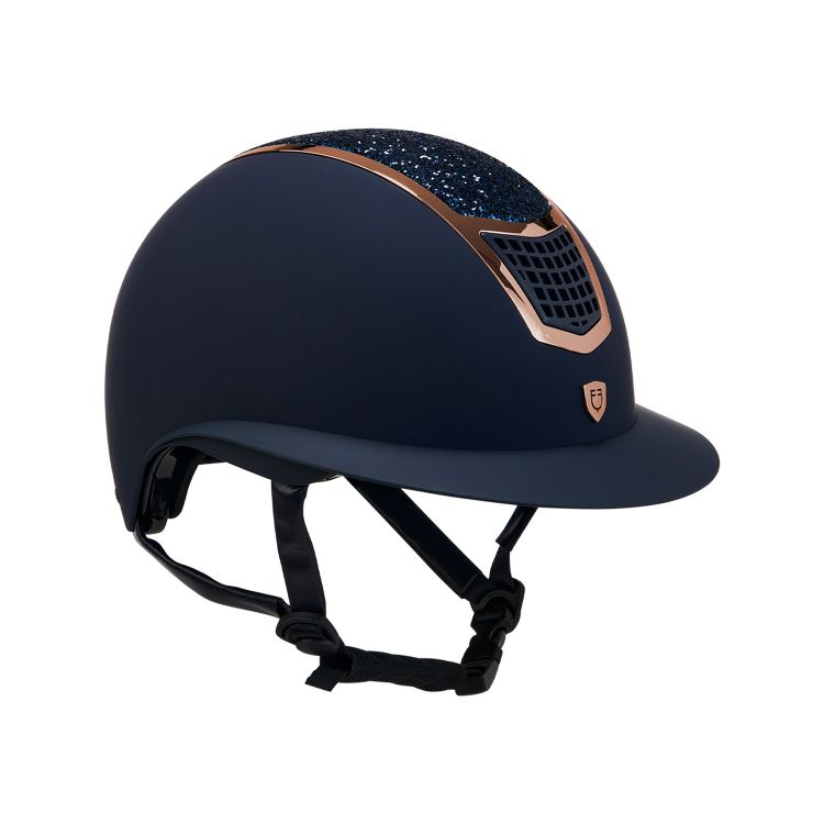 Helmet with rhinestones and wide visor homologation EN 1384-2023