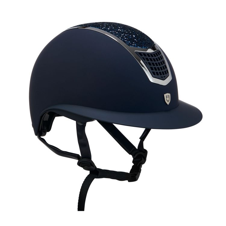 Helmet with rhinestones and wide visor