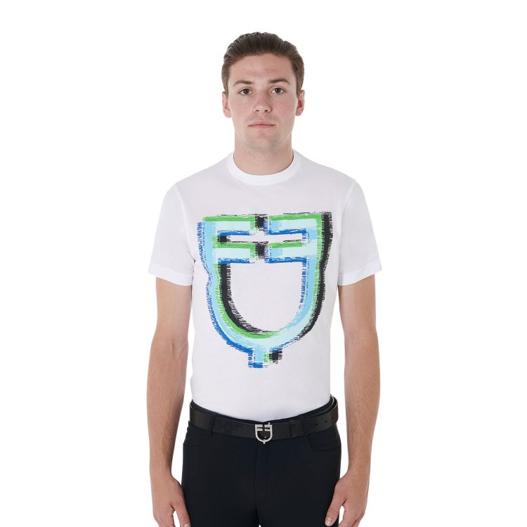 Men's slim fit multilogo print cotton t-shirt