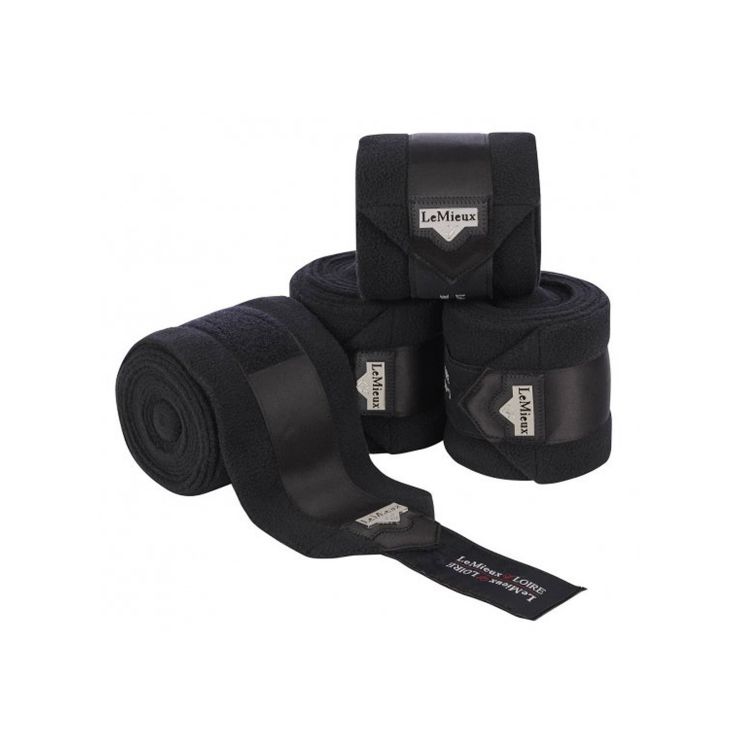 LEMIEUX LOIRE SATIN POLO BANDAGES BLACK LARGE SET OF 4