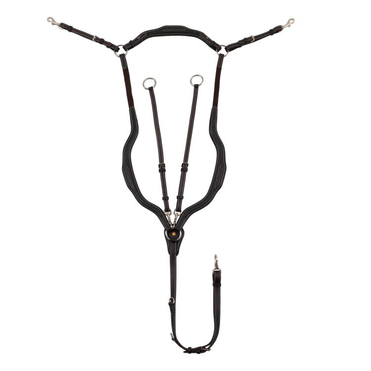 SOFT LEATHER SHAPED FANCY STITCHED BREASTPLATE WITH REMOVABLE MARTINGALE
