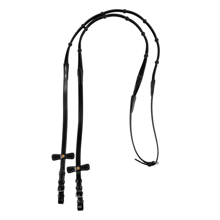 Leather solid grip reins with stoppers