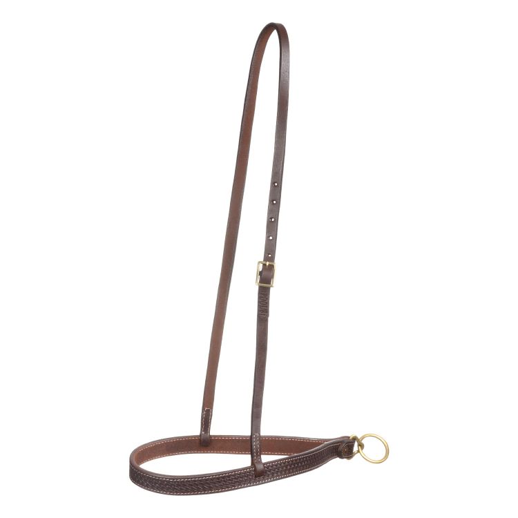 One-ear leather headpiece with brass buckles