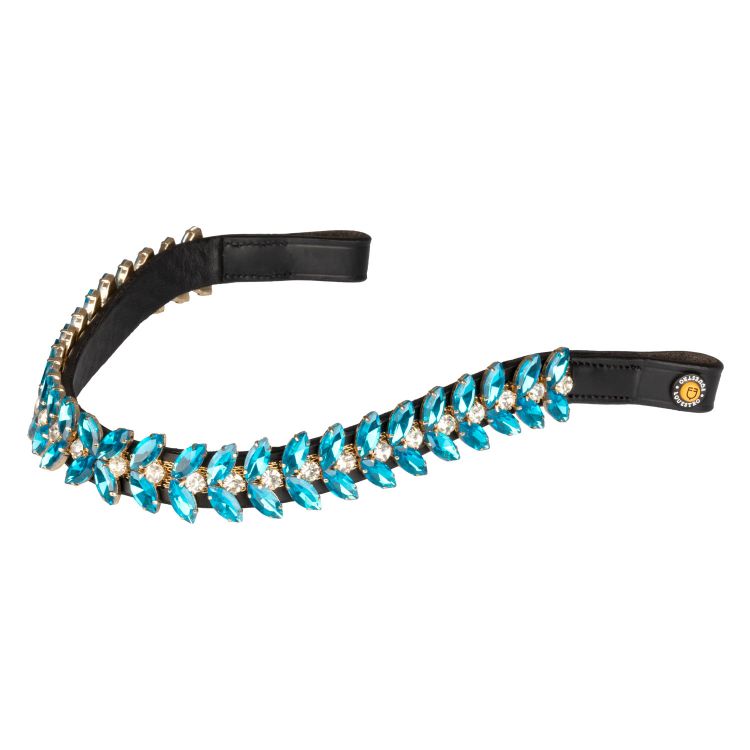 BLUE JETS CRYSTAL LEATHER BROWBAND