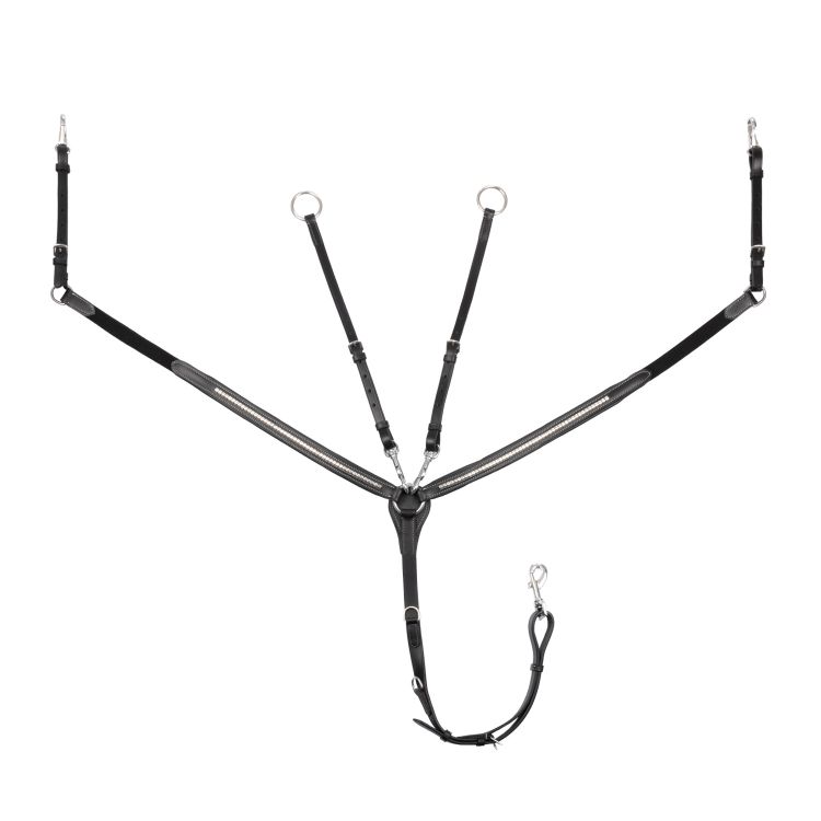 Tanned leather fork breastplate with silver clincher