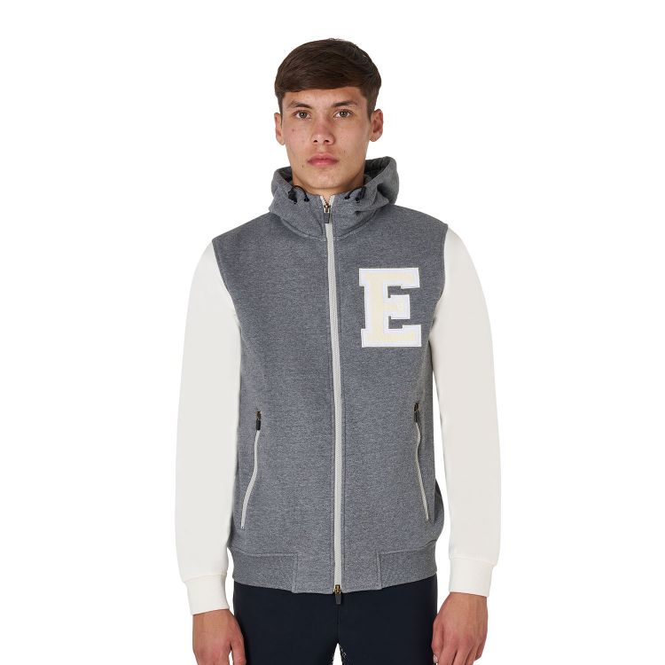Men's institutional two-tone hoodie with front zip