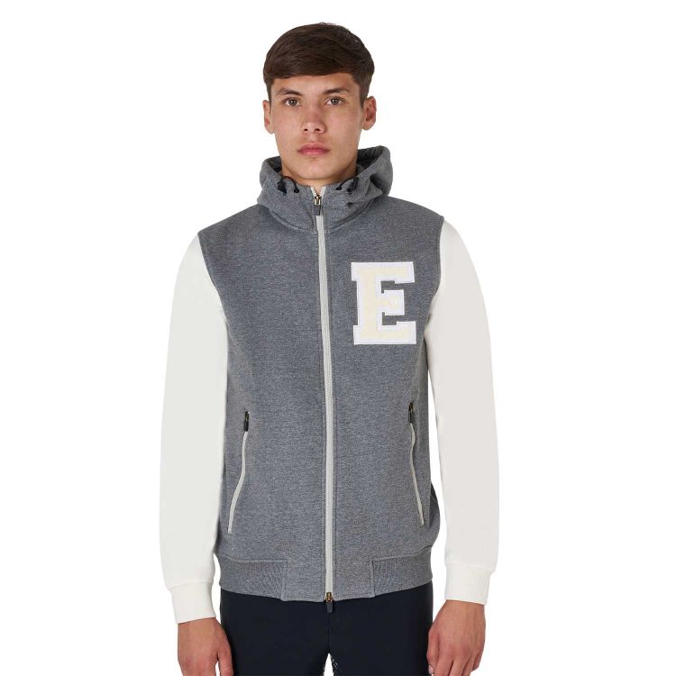 Men's institutional two-tone hoodie with front zip