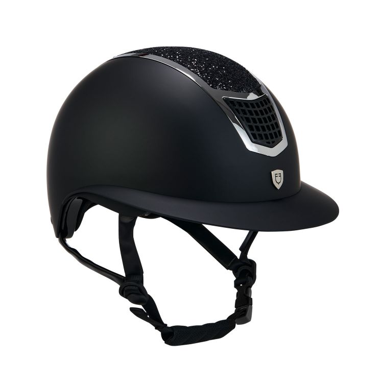 Helmet with rhinestones and wide visor homologation EN 1384-2023