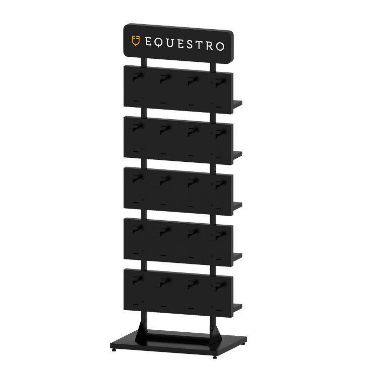 Steel MDF panel with vertical finish, Equestro logo 198x50x70