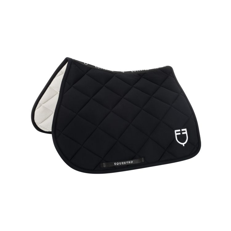 Jumping saddle pad with embroidered logo black line edition