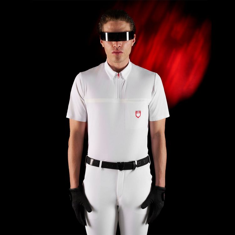 Equestro Ridertechnology men's competition polo shirt short sleeves and zip