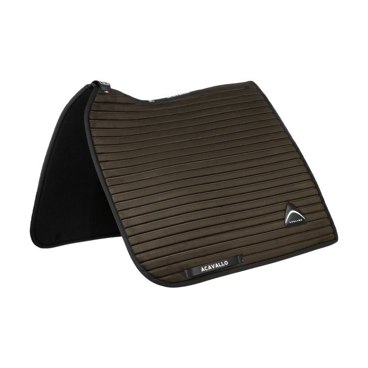 STRIPE SUEDE DRESSAGE SADDLE PAD W/SQUARE BACK CORNER
